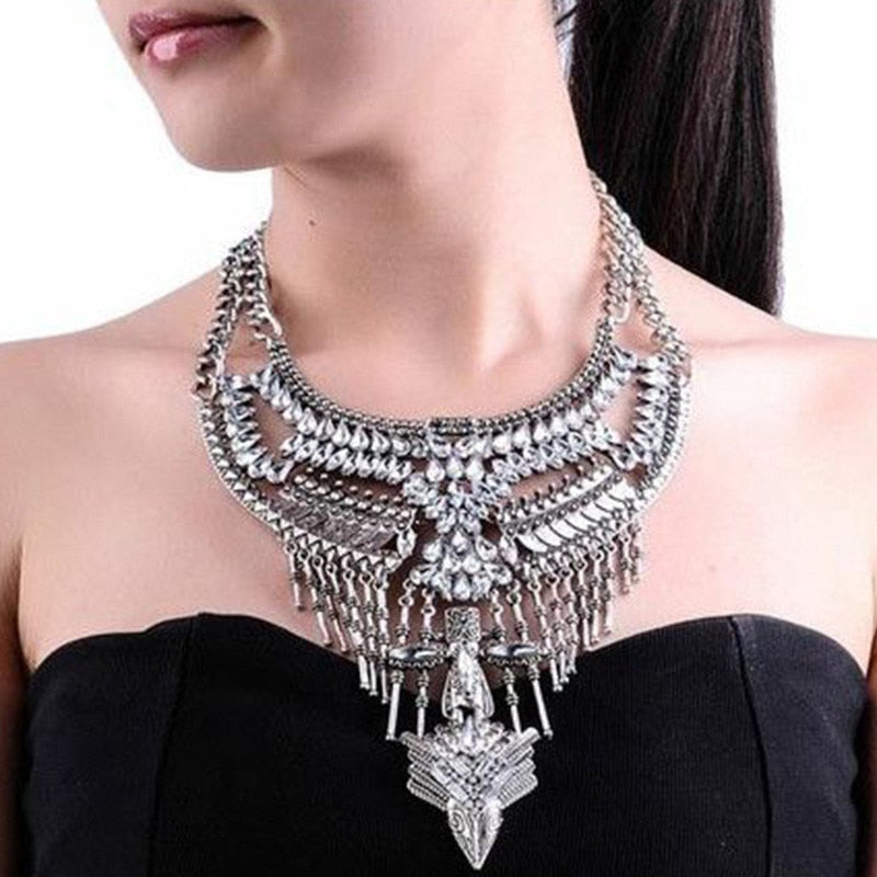 Large Retro Collar Statement Choker Necklace