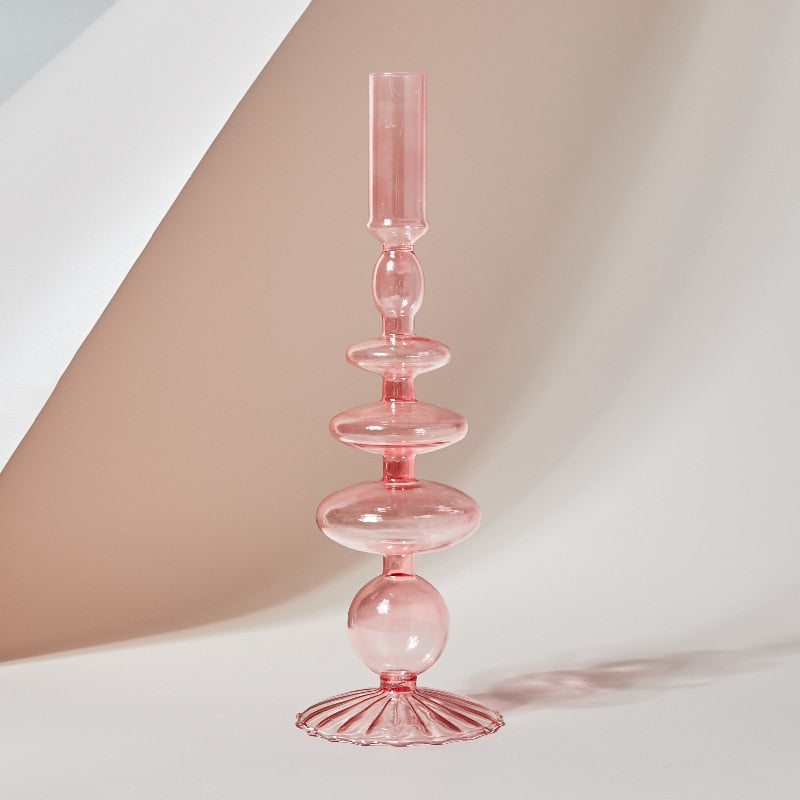 Candlesticks Holders Retro Glass Classic