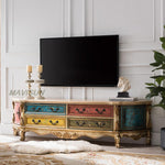 Rustic Retro Painted Living Room Tv Cabinet