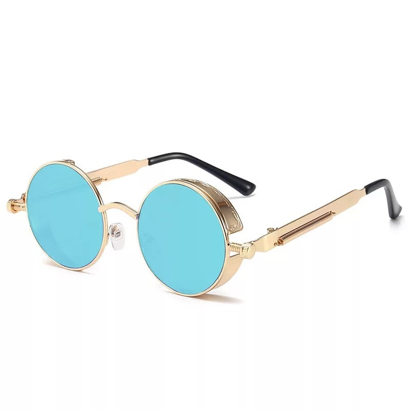 Classic Gothic Steampunk Sunglasses Retro Round Metal Frame Sunglasses UV400