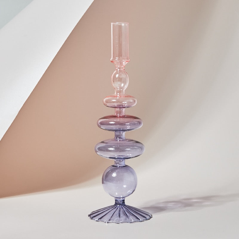 Candlesticks Holders Retro Glass Classic