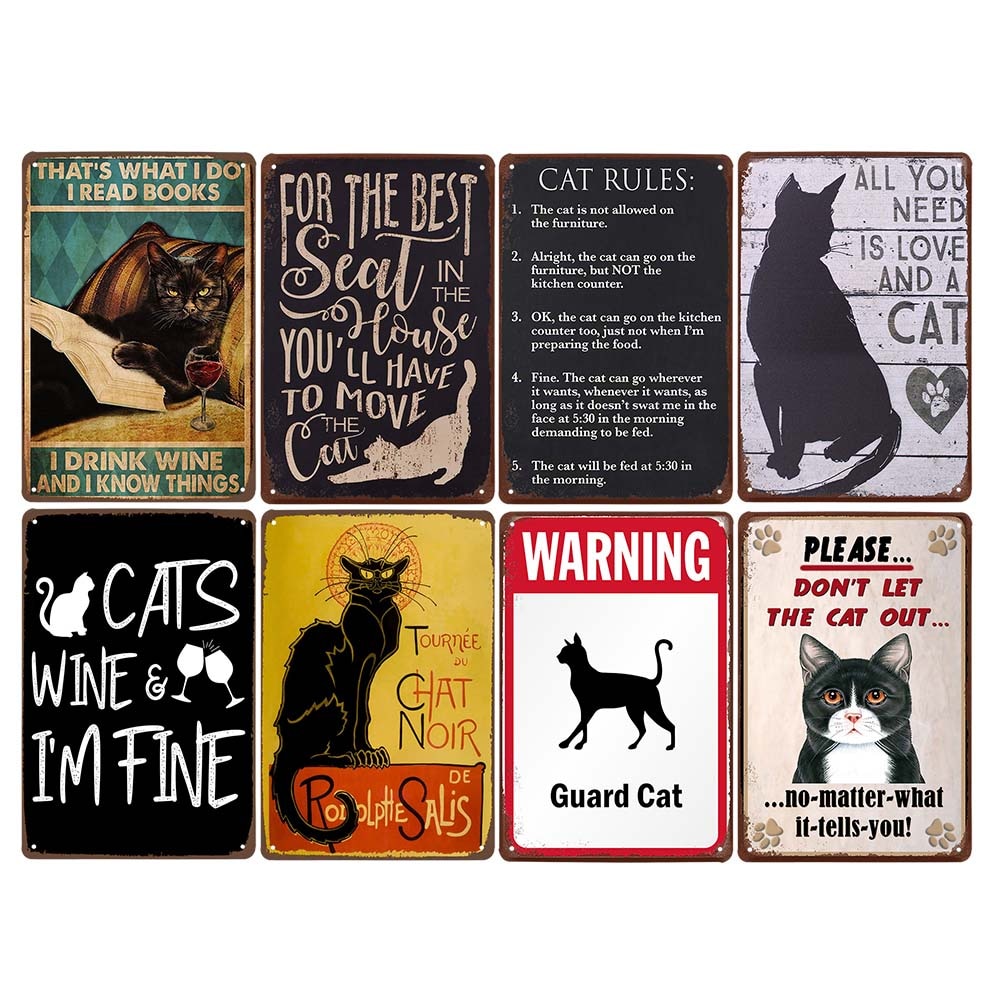 Retro Cats Poster Animal Vintage Metal Signs 20x30cm