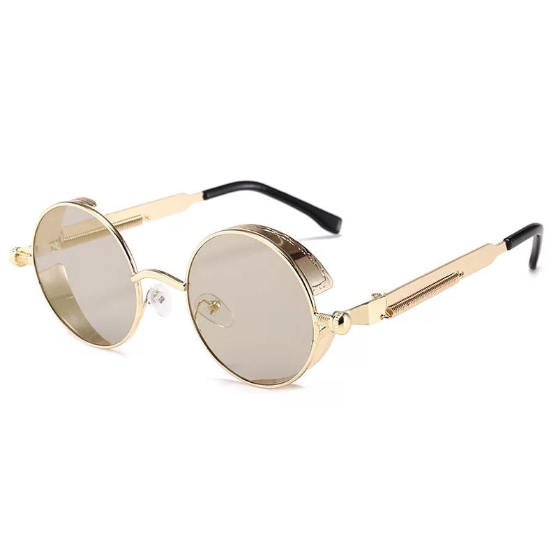 Classic Gothic Steampunk Sunglasses Retro Round Metal Frame Sunglasses UV400